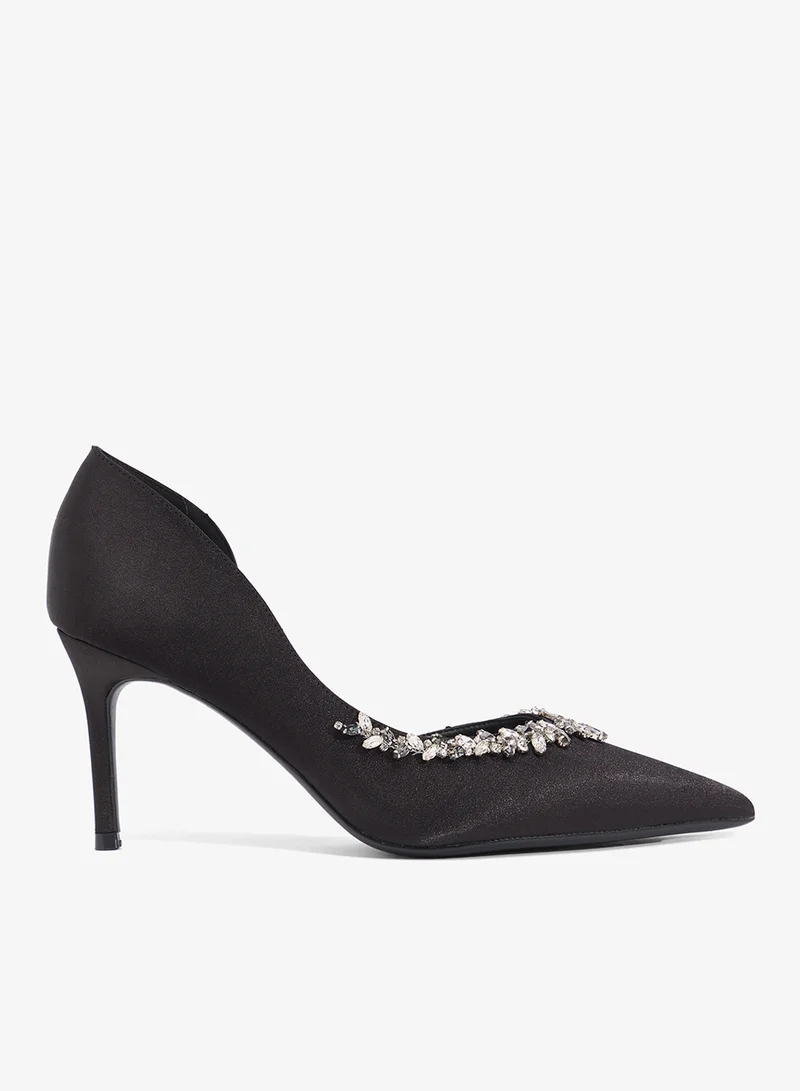 Diamonte Embellished Mid Heel Pumps